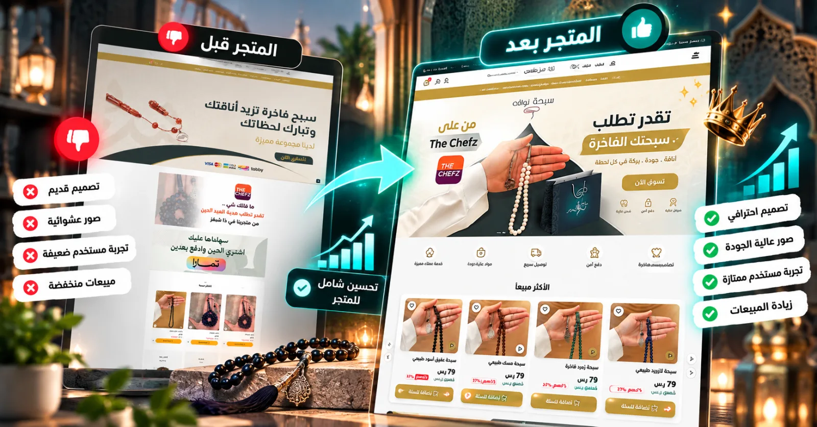 قبل وبعد تصميم متجر سلة - زيادة المبيعات بالإبهار البصري